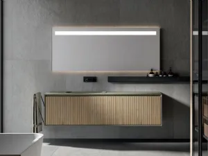 Mobile da Bagno sospeso moderno in Rovere con texture Veneziana naturale Crio di Edoné