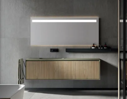 Mobile da Bagno sospeso moderno in Rovere con texture Veneziana naturale Crio di Edoné