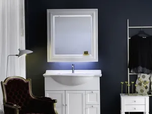 Mobile Bagno da appoggio in laccato bianco opaco e lavabo consolle in ceramica DIAMANTE DM13B di Compab