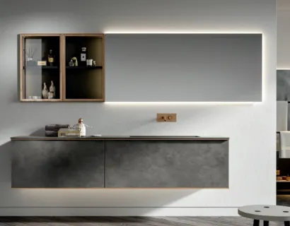 Mobile da Bagno sospeso di design Rea finitura Warm Grigio by Kerakoll di Edoné