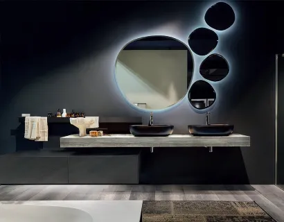 Mobile da Bagno sospeso in HPL con consolle in rovere Enea 001 di Edoné