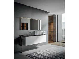 Mobile da Bagno sospeso in vetro extrachiaro laccato lucido diamante Enea 004 di Edoné