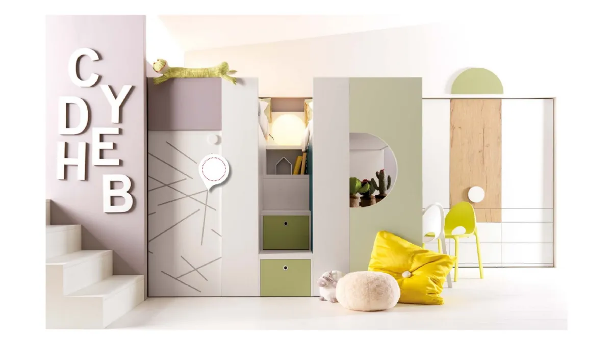 Cameretta con scrivania Alpha Letto a Soppalco G010 di Doimo Cityline
