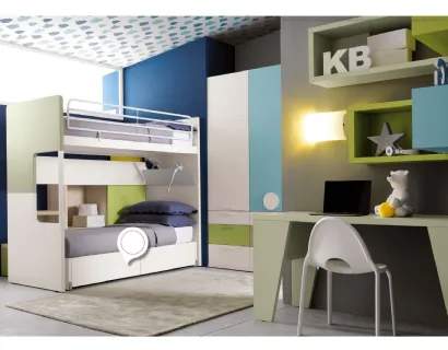Cameretta con scrivania Alpha Letto a Castello B010 di Doimo Cityline