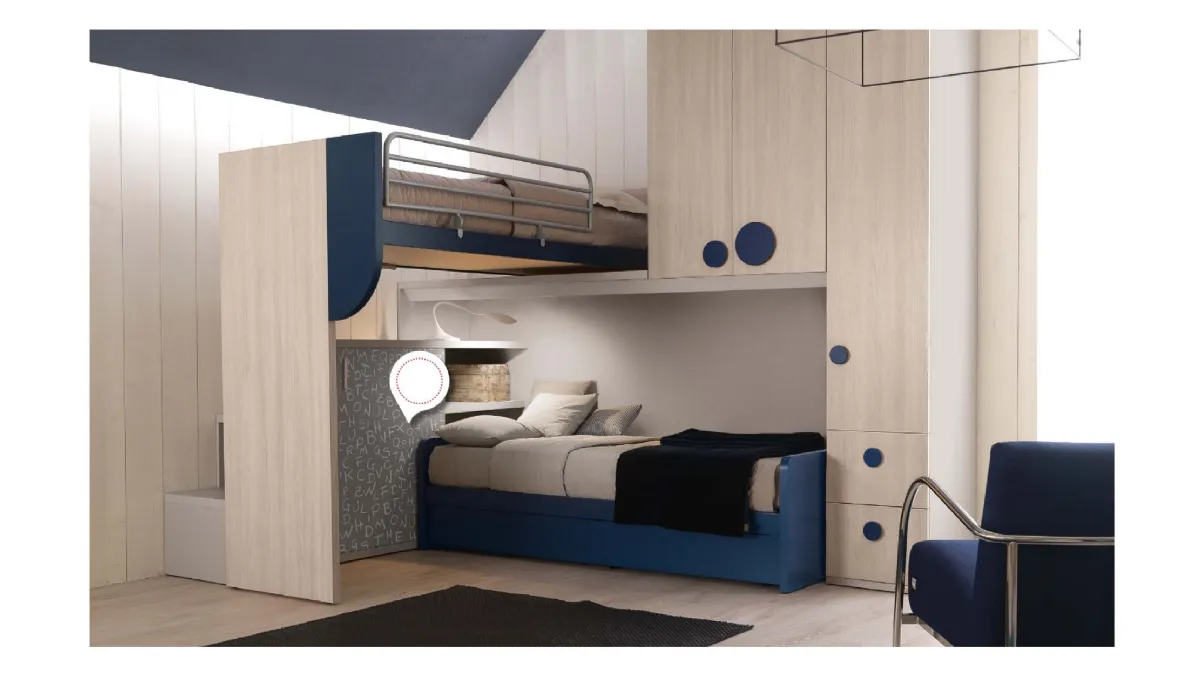 Cameretta in melaminico Alpha Letto a Soppalco E020 di Doimo Cityline