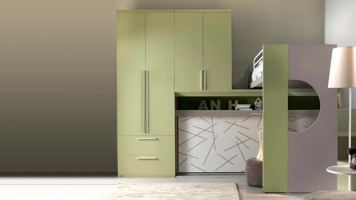 Cameretta in melaminico Alpha Letto a Soppalco E030 di Doimo Cityline