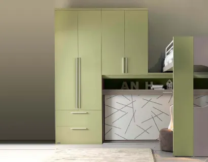 Cameretta in melaminico Alpha Letto a Soppalco E030 di Doimo Cityline