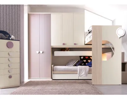 Cameretta angolare in melaminico Alpha Letto a Soppalco E040 di Doimo Cityline