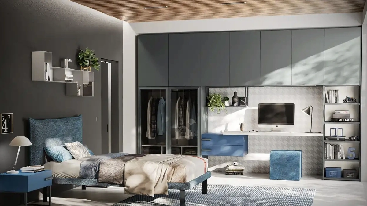 Cameretta con armadio a ponte Y108 di Moretti Compact Camerette