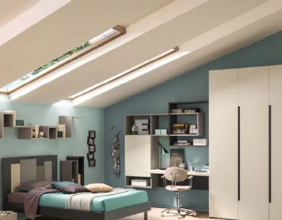 Cameretta per ragazzi con zona studio YC317 di Moretti Compact