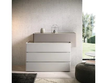 Comò Podio Smart O materia rovere bianco e top decor primofiore e vetro di Corso 11