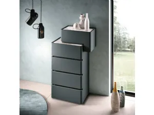 Cassettiera Notte Podio Smart laccato opaco Grigio Traffico con top decor bianco di Corso 11