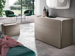 Gruppo Notte Comodino e Comò Sipario Rovere Visone e Bianco di Corso 11