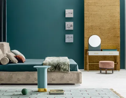 Letto con testiera regolabile in tessuto imbottito Academy Piuma Move di Twils