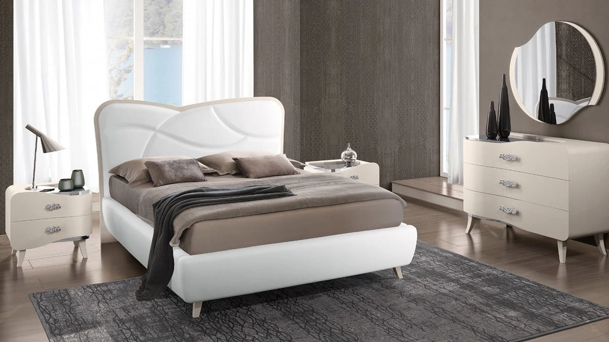 Letto in ecopelle Zaffiro di Adriatica