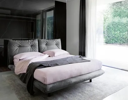 Letto Again in ecopelle nabuk di Noctis