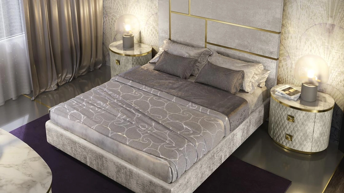 Letto con testiera imbottita Astra di Adriatica