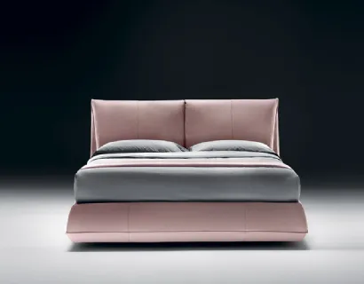 Letto imbottito in pelle con box contenitore e testiera Avenue di Bontempi Letti Design