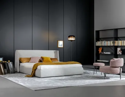 Letto con testiera e box contenitore Basket di Bonaldo
