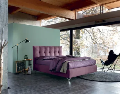 Letto in tessuto Gemma con box contenitore e testiera trapuntata di Bontempi Letti Design