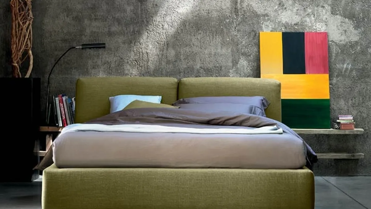 Letto con box contenitore in tessuto imbottito Kuna di Bontempi Letti Design