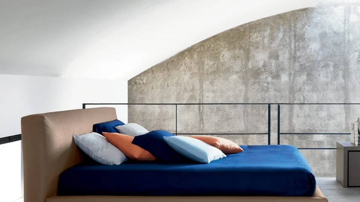 Letto con box contenitore in tessuto imbottito Kuna di Bontempi Letti Design