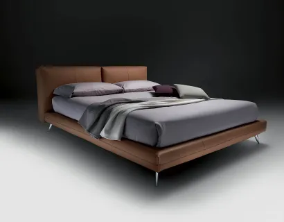 Letto in pelle con secret box e testiera imbottita Kuna Levante di Bontempi Letti Design