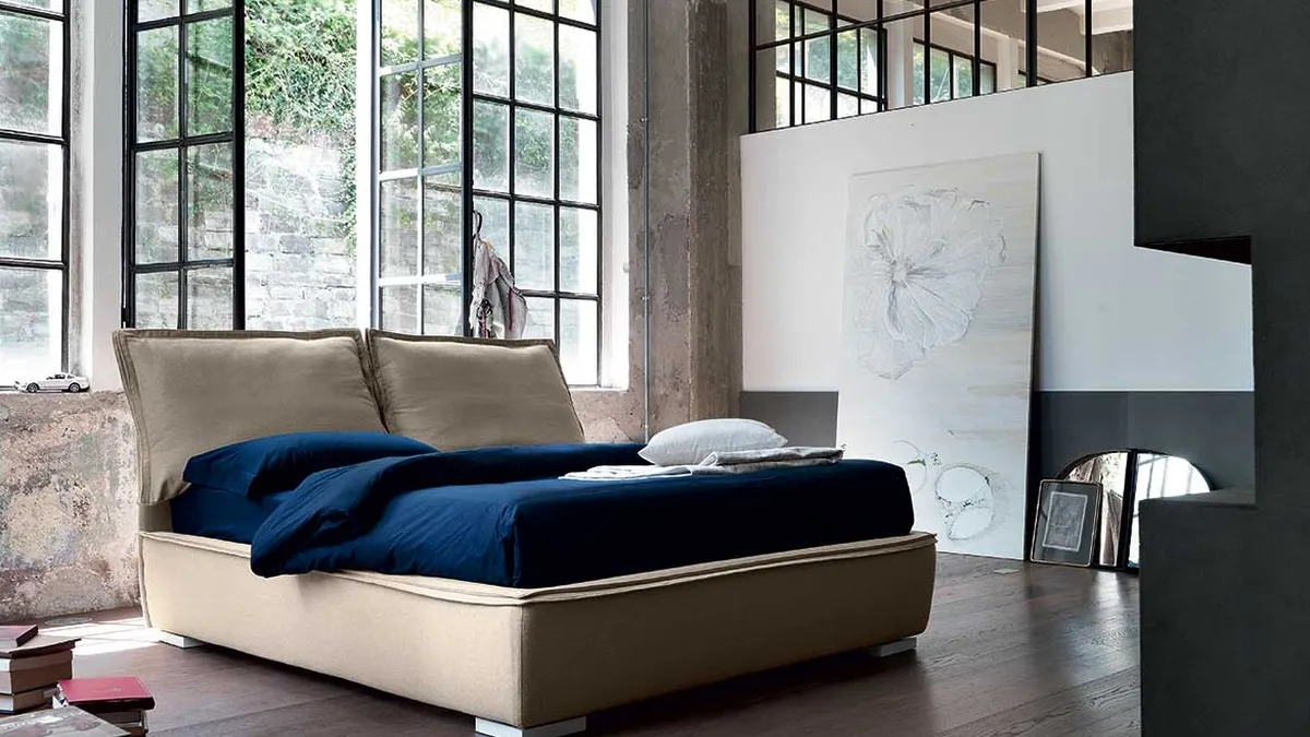 Letto in tessuto con testiera Sandy di Bontempi Letti Design