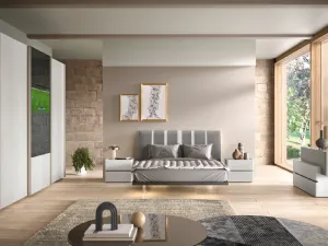 Letto Composizione 22 in tessuto con testiera di Corso 11