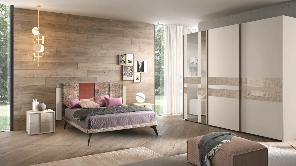 Letto matrimoniale in tessuto con testiera Composizione 01 di Corso 11