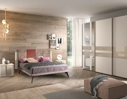 Letto matrimoniale in tessuto con testiera Composizione 01 di Corso 11