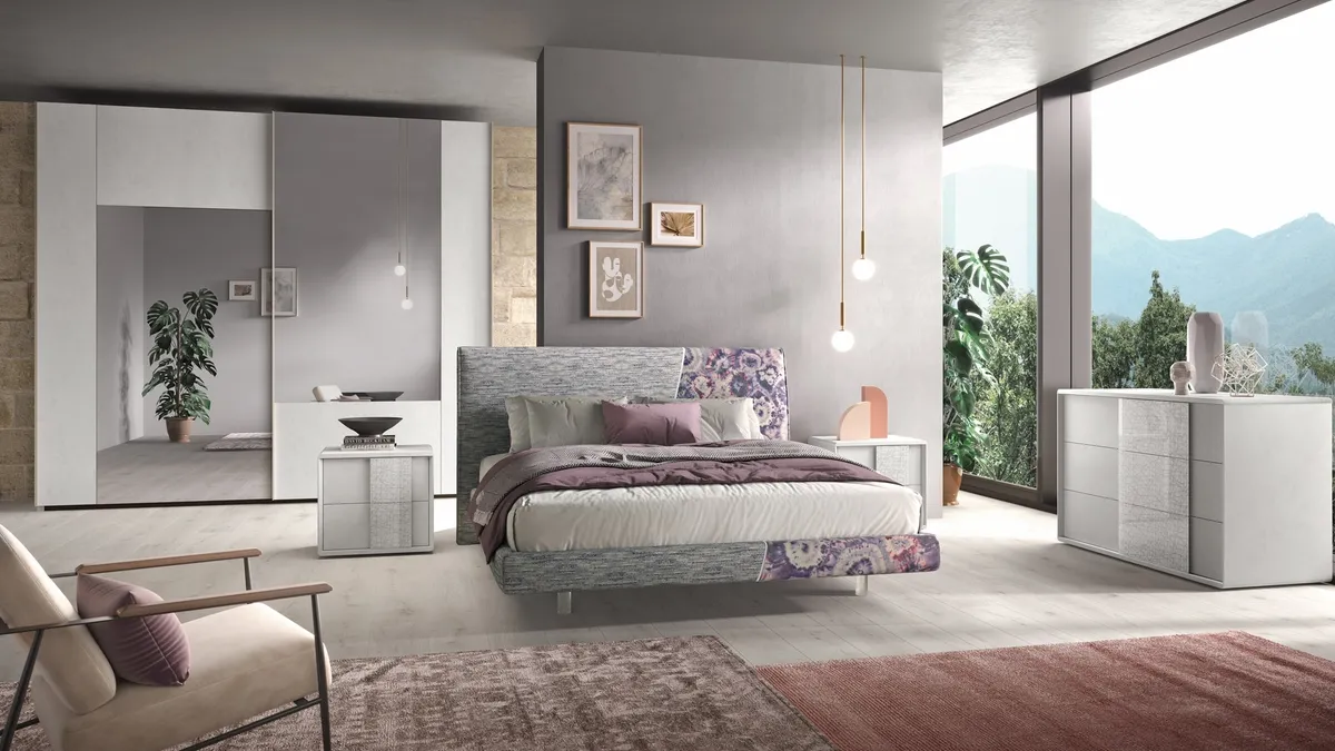 Letto in tessuto con testiera Composizione 02 di Corso 11