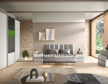Letto Composizione 22 in tessuto con testiera di Corso 11