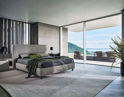 Letto in tessuto con testiera De-Light di Twils