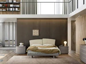 Letto con testiera imbottita in pelle Insieme di Fazzini