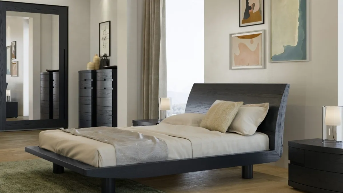 Letto in legno con testiera Lekurve di Fazzini