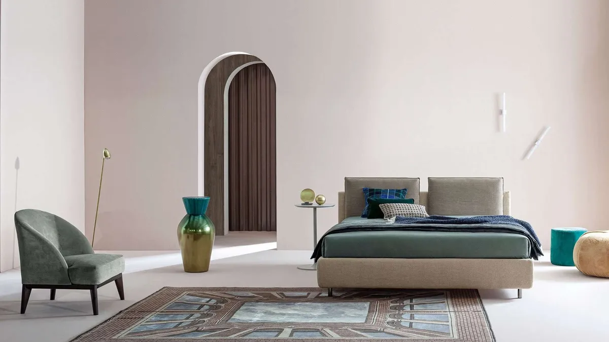 Letto matrimoniale in tessuto Frick di Twils