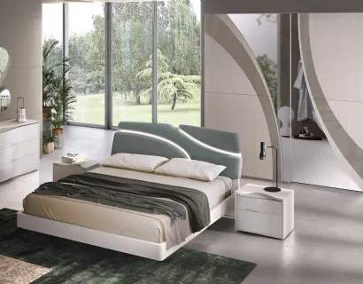 Letto Levante con Kit Led per testata imbottita rivestita similpelle visone di Corso 11