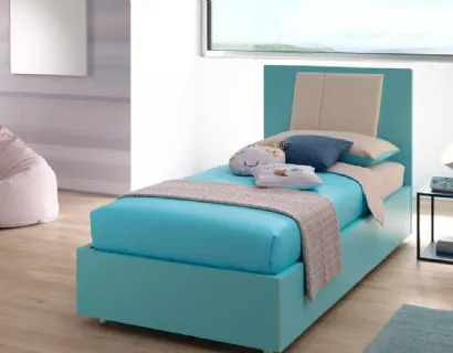 Letto in laccato con testiera imbottita in ecopelle SC115 di Moretti Compact