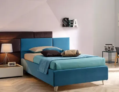 Letto con testiera di design imbottita con pannelli squadrati SC214 di Moretti Compact