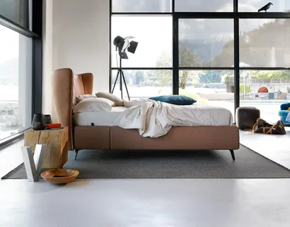 Letto in ecopelle con testiera curva Leonte di Noctis