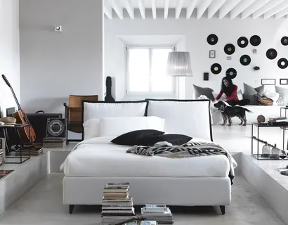 Letto moderno in tessuto imbottito So Pop di Noctis
