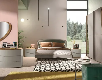 Letto Nuvola testiera con Cuscino imbottito e struttura Rovere Visone di Corso 11
