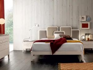 Letto di design in legno con testiera imbottita Nuvola di Modo 10