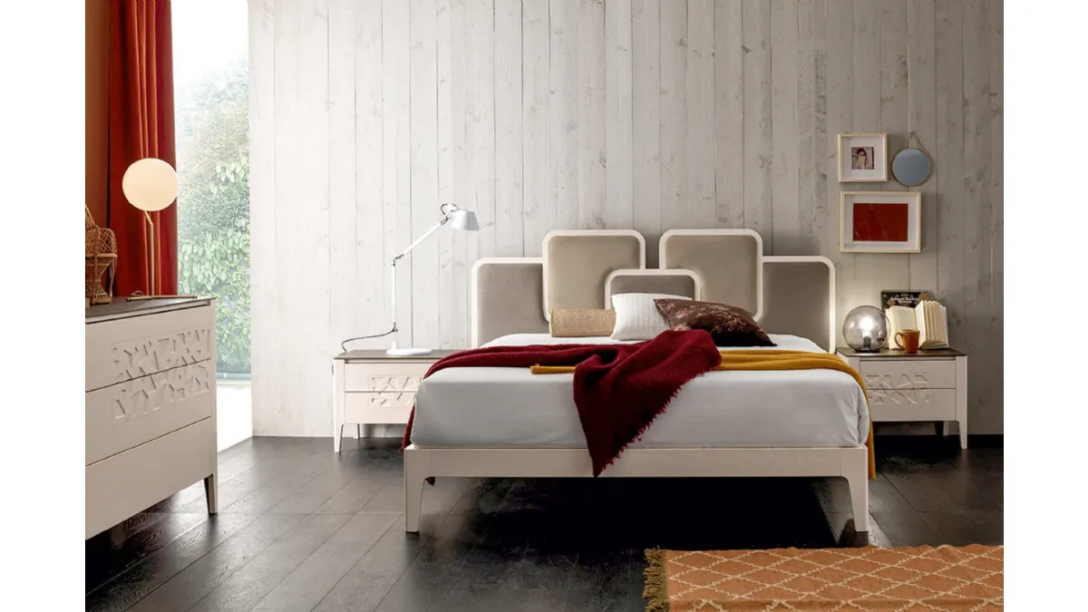 Letto di design in legno con testiera imbottita Nuvola di Modo 10