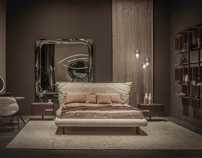 Letto di design Pascal in pelle e tessuto di Cattelan Italia