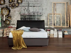 Letto in tessuto con testiera unita Sandy di Bontempi Letti Design