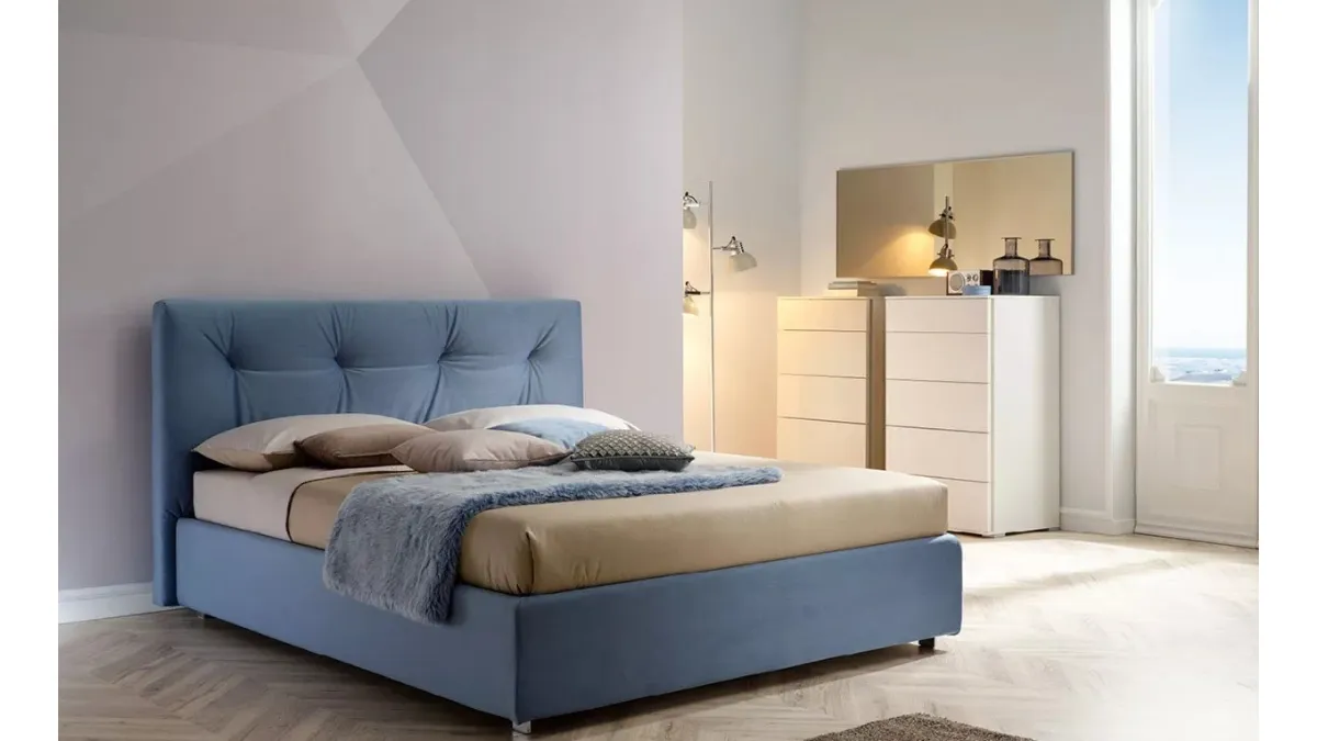 Letto imbottito in tessuto con testiera trapuntata SC220 di Moretti Compact