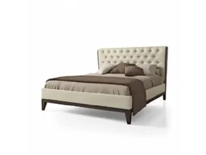 Letto in pelle con testiera imbottita e trapuntata Segreti S994 di Arte Brotto
