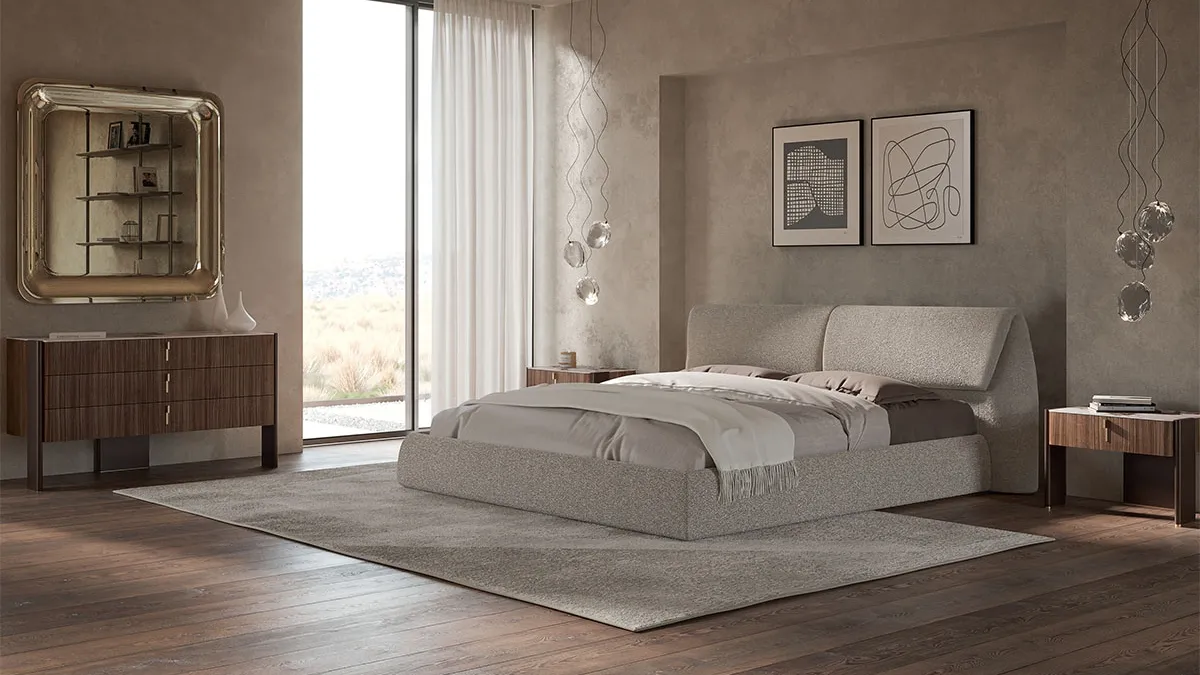 Letto Simon in tessuto imbottito di Cattelan Italia